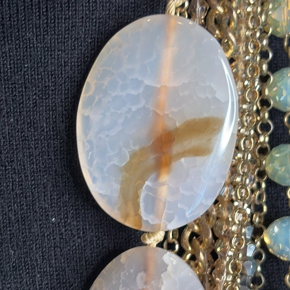 Chunky Layered 10 Strand Statement Necklace acrylic stone faceted beads chain